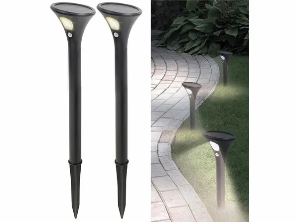 2 bornes lumineuses solaires blanc chaud | Lanternes piquet 